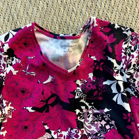 CROFT AND BARROW LADIES MULTI COLORED LS FLORAL TSHIRT TEE TOP SIZE S - Picture 3 of 10